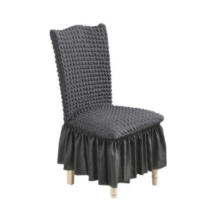 SOGA Dark Grey Chair Cover Seat Protector with Ruffle Skirt Stretch Slipcover Wedding Party Home Decor Chaircov25E AU DEPOT - AU DEPOT