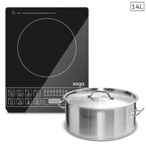 SOGA Electric Smart Induction Cooktop and 14L Stainless Steel Stockpot Induction Cookware ECookt StockPot14L AU DEPOT Induction Cookware - AU DEPOT