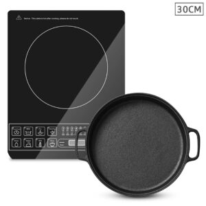 SOGA Electric Smart Induction Cooktop and 30cm Cast Iron Frying Pan Skillet Sizzle Platter, Home & Living, Kitchen & Dining, Cookware, Induction Cookware, ,  - AU DEPOT 1