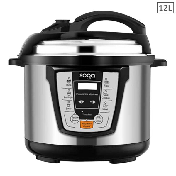 SOGA Electric Stainless Steel Pressure Cooker 12L 1600W Multicooker 16, Electronics & Appliances, Appliances, Small Kitchen Appliances, Benchtop Cooking, Slow Cookers & Pressure Cookers,  - AU DEPOT 1