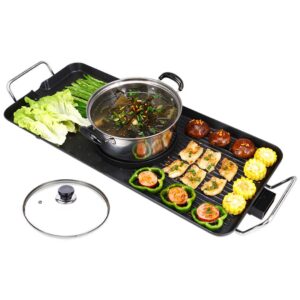 SOGA Electric Steamboat Asian Hot Pot Soup Maker Fondue Teppanyaki Hotpot Grill benchtop cooking KoreanBBQPlate68CMWithPot AU DEPOT benchtop cooking - AU DEPOT