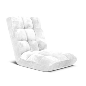 SOGA Floor Recliner Folding Lounge Sofa Futon Couch Folding Chair Cushion White LoungeChairWhite AU DEPOT - AU DEPOT