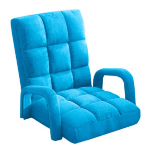 SOGA Foldable Lounge Cushion Adjustable Floor Lazy Recliner Chair with Armrest Blue LoungeArmBlue AU DEPOT - AU DEPOT