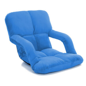 SOGA Foldable Lounge Cushion Adjustable Floor Lazy Recliner Chair with Armrest Blue LoungeKidBlue AU DEPOT - AU DEPOT