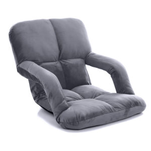 SOGA Foldable Lounge Cushion Adjustable Floor Lazy Recliner Chair with Armrest Grey LoungeKidGrey AU DEPOT - AU DEPOT