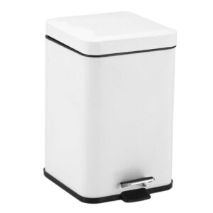 SOGA Foot Pedal Stainless Steel Rubbish Recycling Garbage Waste Trash Bin Square 12L White Kitchen Bins RubbishBinSquare12LWhite AU DEPOT Kitchen Bins - AU DEPOT