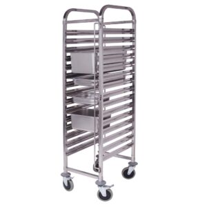 SOGA Gastronorm Trolley 15 Tier Stainless Steel Bakery Trolley Suits GN 11 Pans GastronormRackingTrolley304 AU DEPOT - AU DEPOT