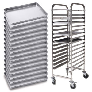 SOGA Gastronorm Trolley 16 Tier Stainless Steel with Aluminum Baking Pan Cooking Tray for Bakers, Kitchenware, Food Preperation, Food Prep, Cleaning & Organising, ,  - AU DEPOT 1