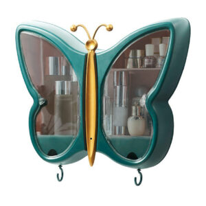 SOGA Green Butterfly Shape Wall Mounted Makeup Organiser Dustproof Waterproof Bathroom Storage Box Home Decor Bathroom Storage BathG319 AU DEPOT Bathroom Storage - AU DEPOT