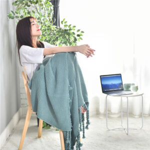 SOGA Green Tassel Fringe Knitting Blanket Warm Cozy Woven Cover Couch Bed Sofa Home Decor, Home, Bed Linen, Throws And Blankets, Blankets, ,  - AU DEPOT 2