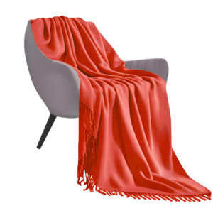 SOGA Orange Acrylic Knitted Throw Blanket Solid Fringed Warm Cozy Woven Cover Couch Bed Sofa Home Decor Blankets Blanket911 AU DEPOT Blankets - AU DEPOT