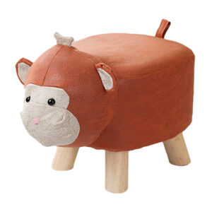 SOGA Orange Children Bench Monkey Character Round Ottoman Stool Soft Small Comfy Seat Home Decor AniStool24 AU DEPOT - AU DEPOT