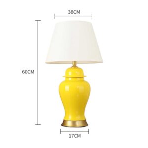 SOGA Oval Ceramic Table Lamp with Gold Metal Base Desk Lamp Yellow, Home & Living, Lighting, Indoor Lights, Lamps, Table Lamps,  - AU DEPOT 2