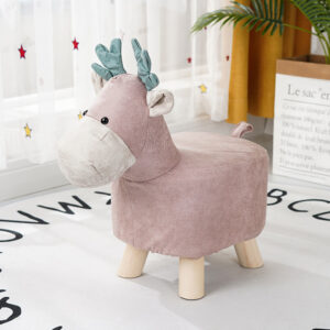 SOGA Pink Children Bench Deer Character Round Ottoman Stool Soft Small Comfy Seat Home Decor, Furniture, Other Seating, Benches, , ,  - AU DEPOT 2