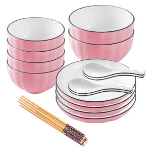 SOGA Pink Japanese Style Ceramic Dinnerware Crockery Soup Bowl Plate Server Kitchen Home Decor Set of 10, Kitchenware, Table Top, Dinnerware, Bowl, ,  - AU DEPOT 1