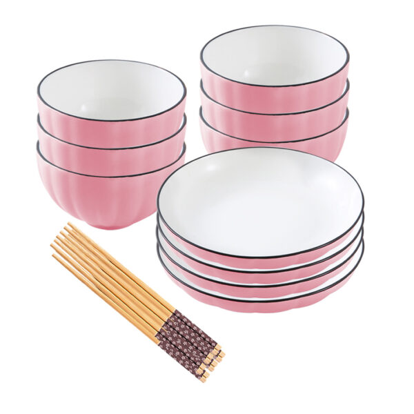 SOGA Pink Japanese Style Ceramic Dinnerware Crockery Soup Bowl Plate Server Kitchen Home Decor Set of 10, Kitchenware, Table Top, Dinnerware, Bowl, ,  - AU DEPOT 1