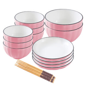 SOGA Pink Japanese Style Ceramic Dinnerware Crockery Soup Bowl Plate Server Kitchen Home Decor Set of 12 Bowl BowlG119 AU DEPOT Bowl - AU DEPOT