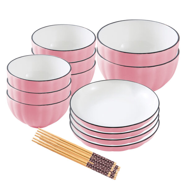 SOGA Pink Japanese Style Ceramic Dinnerware Crockery Soup Bowl Plate Server Kitchen Home Decor Set of 12, Kitchenware, Table Top, Dinnerware, Bowl, ,  - AU DEPOT 1