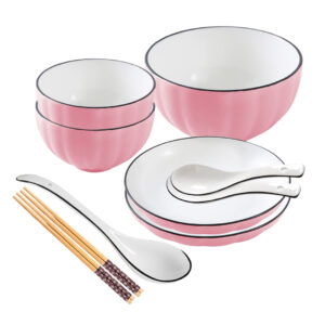 SOGA Pink Japanese Style Ceramic Dinnerware Crockery Soup Bowl Plate Server Kitchen Home Decor Set of 5, Kitchenware, Table Top, Dinnerware, Bowl, ,  - AU DEPOT 1