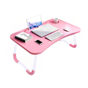 SOGA Pink Portable Bed Table Adjustable Folding Mini Desk Notebook Stand Card Slot Holder with Cup Holder Home Decor BedTableH302 AU DEPOT - AU DEPOT