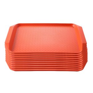 SOGA Rectangular Serving Tray Heavy Duty Waterproof Stackable Plastic Food Snack Pan Set of 10 Orange Serving Platters Trays PVPlateOrangeX10 AU DEPOT Serving Platters & Trays - AU DEPOT