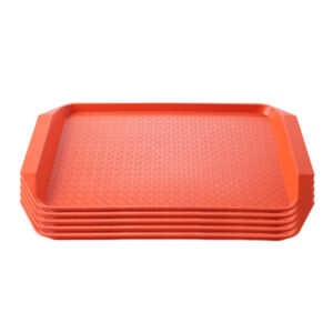 SOGA Rectangular Serving Tray Heavy Duty Waterproof Stackable Plastic Food Snack Pan Set of 5 Orange Serving Platters Trays PVPlateOrangeX5 AU DEPOT Serving Platters & Trays - AU DEPOT