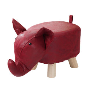 SOGA Red Children Bench Elephant Character Round Ottoman Stool Soft Small Comfy Seat Home Decor AniStool23 AU DEPOT - AU DEPOT