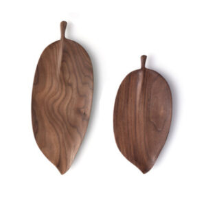 SOGA Set of 2 Walnut Leaf Shape Wooden Tray Food Charcuterie Serving Board Paddle Centerpiece Home Decor Servingware Platter WodC212 AU DEPOT Servingware Platter - AU DEPOT