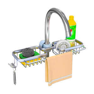 SOGA Silver Kitchen Sink Organiser Faucet Soap Sponge Caddy Rack Drainer with Towel Bar Holder, Home, Bathroom, Bathroom Accessories, Bathroom Storage, ,  - AU DEPOT 1