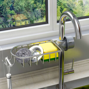 SOGA Silver Single Kitchen Sink Organiser Faucet Soap Sponge Caddy Rack Storage Drainer, Home, Bathroom, Bathroom Accessories, Bathroom Storage, ,  - AU DEPOT 2