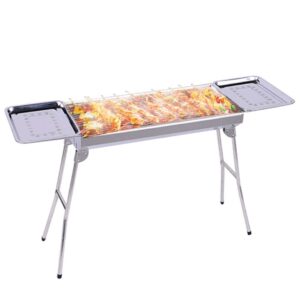 SOGA Skewers Grill with Side Tray Portable Stainless Steel Charcoal BBQ Outdoor 6 8 Persons barbecues SkewerCharcoalGrillwithPlate AU DEPOT barbecues - AU DEPOT