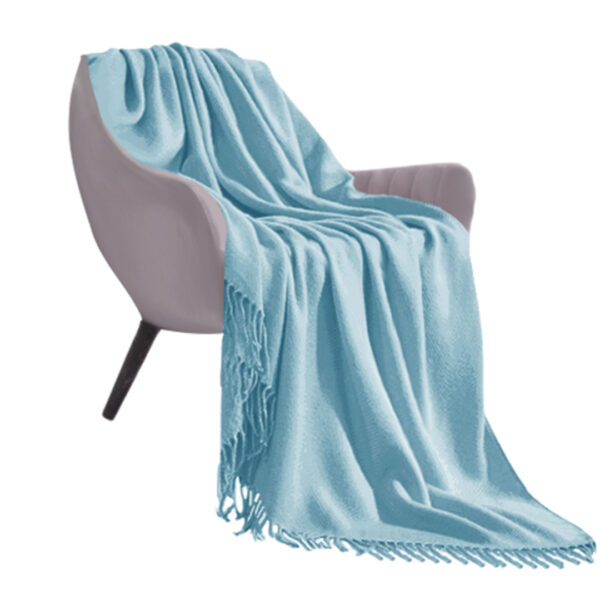 SOGA Sky Blue Acrylic Knitted Throw Blanket Solid Fringed Warm Cozy Woven Cover Couch Bed Sofa Home Decor, Home, Bed Linen, Throws And Blankets, Blanket, ,  - AU DEPOT 1