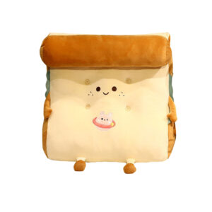 SOGA Smiley Face Toast Bread Wedge Cushion Stuffed Plush Cartoon Back Support Pillow Home Decor SCushion021 AU DEPOT - AU DEPOT