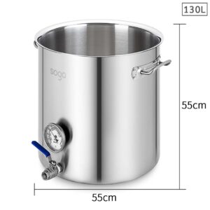 SOGA Stainless Steel 130L No Lid Brewery Pot With Beer Valve 55*55cm, Groceries & Liquor, Household, Home Brewing & Wine Making, Equipment, ,  - AU DEPOT 2