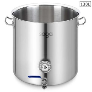 SOGA Stainless Steel 130L No Lid Brewery Pot With Beer Valve 55*55cm, Groceries & Liquor, Household, Home Brewing & Wine Making, Equipment, ,  - AU DEPOT 1