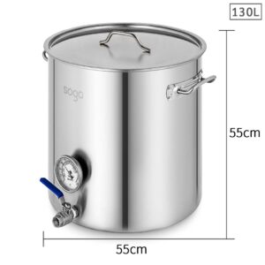 SOGA Stainless Steel Brewery Pot 130L With Beer Valve 55*55cm, Groceries & Liquor, Household, Home Brewing & Wine Making, Equipment, ,  - AU DEPOT 2