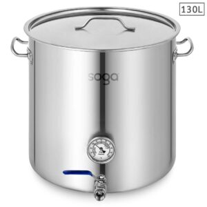 SOGA Stainless Steel Brewery Pot 130L With Beer Valve 5555cm Equipment BreweryPotSS279155CMA AU DEPOT Equipment - AU DEPOT