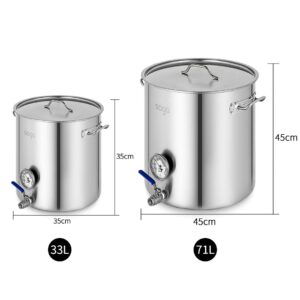 SOGA Stainless Steel Brewery Pot 33L 71L With Beer Valve 35CM 45CM, Groceries & Liquor, Household, Home Brewing & Wine Making, Equipment, ,  - AU DEPOT 2