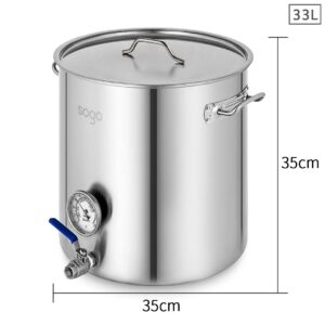 SOGA Stainless Steel Brewery Pot 33L With Beer Valve 35*35cm, Groceries & Liquor, Household, Home Brewing & Wine Making, Equipment, ,  - AU DEPOT 2