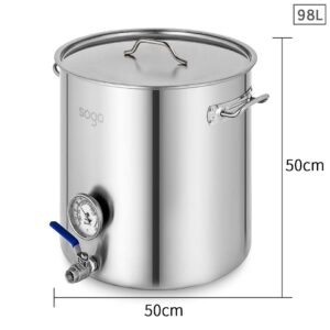 SOGA Stainless Steel Brewery Pot 98L With Beer Valve 50*50cm, Groceries & Liquor, Household, Home Brewing & Wine Making, Equipment, ,  - AU DEPOT 2