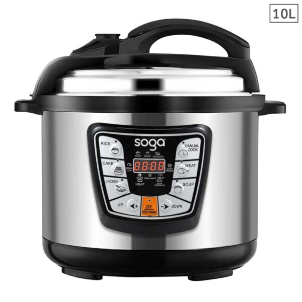 SOGA Stainless Steel Electric Pressure Cooker 10L Nonstick 1600W, Electronics & Appliances, Appliances, Small Kitchen Appliances, Benchtop Cooking, Slow Cookers & Pressure Cookers,  - AU DEPOT 1