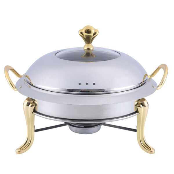 SOGA Stainless Steel Gold Accents Round Buffet Chafing Dish Cater Food Warmer Chafer with Glass Top Lid, Business & Industrial, Food Service, Plate & Dish Warmers, , ,  - AU DEPOT 1