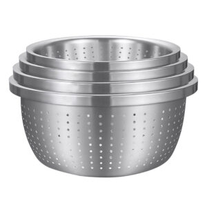 SOGA Stainless Steel Nesting Basin Colander Perforated Kitchen Sink Washing Bowl Metal Basket Strainer Set of 4 Mixing Bowls Bowl613 AU DEPOT Mixing Bowls - AU DEPOT