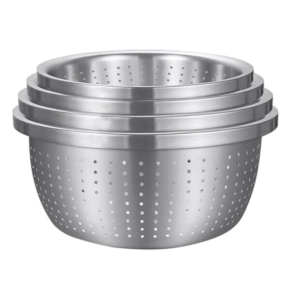 SOGA Stainless Steel Nesting Basin Colander Perforated Kitchen Sink Washing Bowl Metal Basket Strainer Set of 4, Home & Living, Kitchen & Dining, Bakeware, Mixing Bowls, ,  - AU DEPOT 1