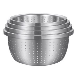 SOGA Stainless Steel Nesting Basin Colander Perforated Kitchen Sink Washing Bowl Metal Basket Strainer Set of 4 Mixing Bowls Bowl615 AU DEPOT Mixing Bowls - AU DEPOT