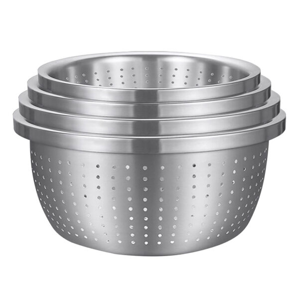 SOGA Stainless Steel Nesting Basin Colander Perforated Kitchen Sink Washing Bowl Metal Basket Strainer Set of 4, Home & Living, Kitchen & Dining, Bakeware, Mixing Bowls, ,  - AU DEPOT 1