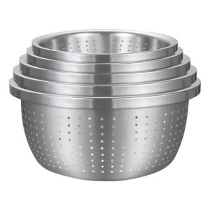 SOGA Stainless Steel Nesting Basin Colander Perforated Kitchen Sink Washing Bowl Metal Basket Strainer Set of 5 Mixing Bowls Bowl624 AU DEPOT Mixing Bowls - AU DEPOT