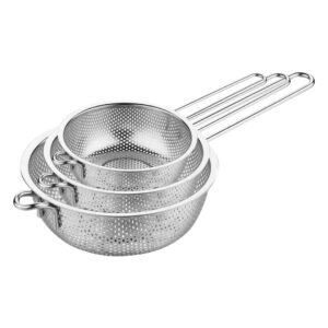 SOGA Stainless Steel Perforated Colander Fine Mesh Net Food Strainer Basket with Handle Skimmer Sieve Set Food Strainers NetColanderSet AU DEPOT Food Strainers - AU DEPOT