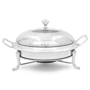 SOGA Stainless Steel Round Buffet Chafing Dish Cater Food Warmer Chafer with Glass Top Lid ChafingDishSoupSilver AU DEPOT - AU DEPOT