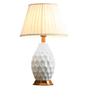 SOGA Textured Ceramic Oval Table Lamp with Gold Metal Base White Lamps TableLamp180White AU DEPOT Lamps - AU DEPOT